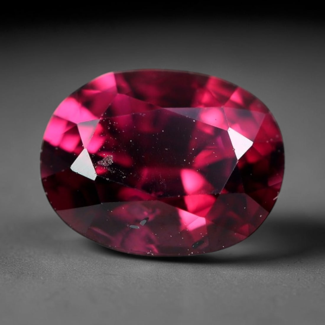 1.51 Carats Natural Deep Burgundy Red Garnet Oval Faceted Loose Gemstone, 64WS: This timeless oval faceted garnet boasts a luxuriously deep burgundy red tone that glows with vivid crimson fire across its precisely polished reflective facets. Fine natural micro mineral specks are 