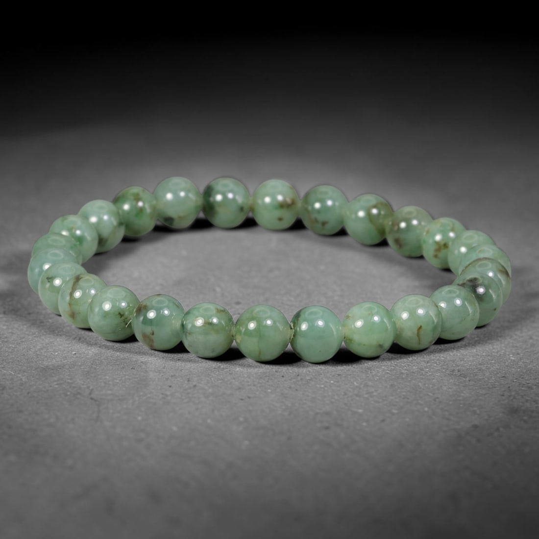 Natural Burmese Type A Green Floating Jadeite Jade Beaded Bracelet, 36WY (1 of 1)