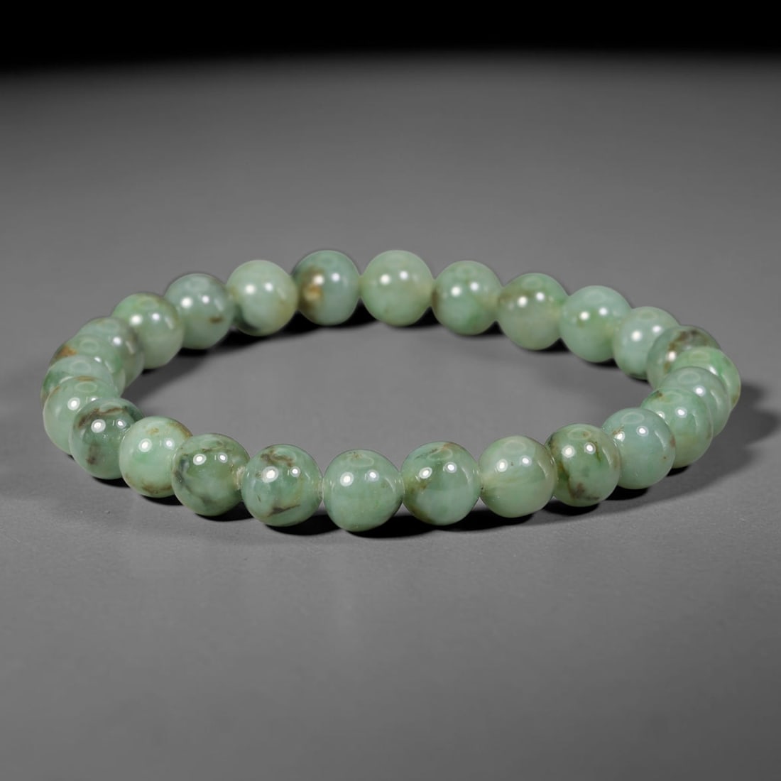 Natural Burmese Type A Green Floating Jadeite Jade Beaded Bracelet, 40WY (1 of 1)