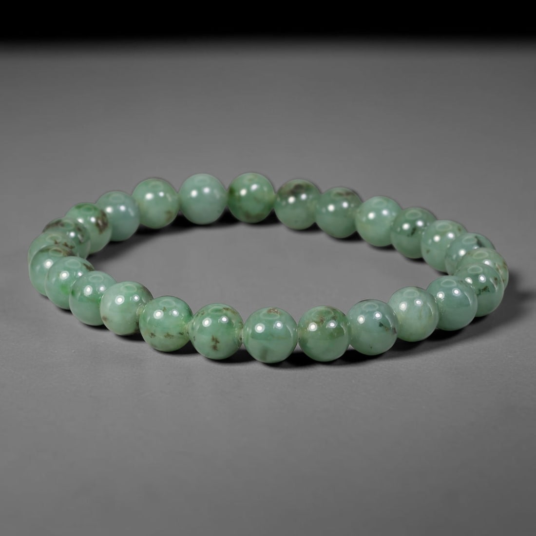 Natural Burmese Type A Green Floating Jadeite Jade Beaded Bracelet, 45WY (1 of 1)