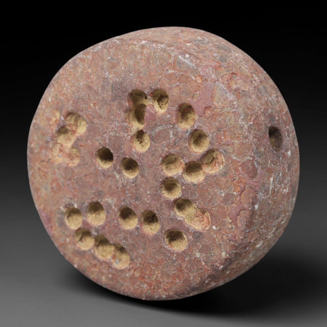 Ancient Near Eastern Hand Carved Stone Stamp Bead Talisman, 47WT: Slender antique perforated stone artifact hand-fashioned from natural pale sedimentary stone, originating from Ancient Near Eastern civilizational craft and ritual traditions. Dense fine-grained stone