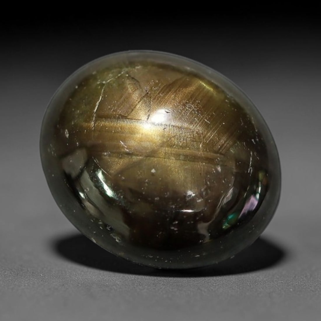 2.50ct Natural Siamese 6-Ray Black Star Sapphire Loose Gemstone, 12XY: This polished star sapphire originates from classic Siamese mining deposits, featuring a deep dark crystalline base with fine native mineral traces trapped within its structure, sized at calibrated 8.