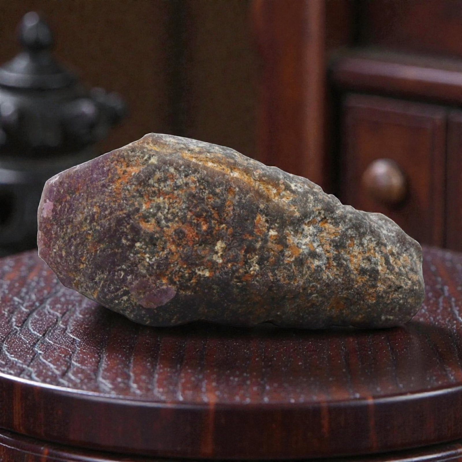 35.99ct Natural Mauritania Ruby Rough (Unheated), 77XA: This unheated Mauritania ruby rough is a striking natural crystal specimen, featuring a rich, saturated magenta hue with subtle purple undertones that deepen toward the core. The rough's rugged, natur