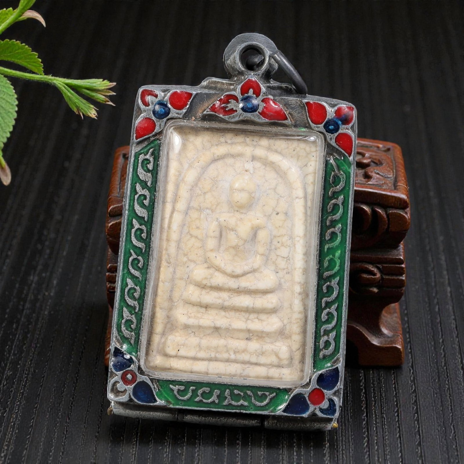 Thai Phra Somdej Amulet - Colorful Enamel Silver Tone Pendant, 70ZB (1 of 2)