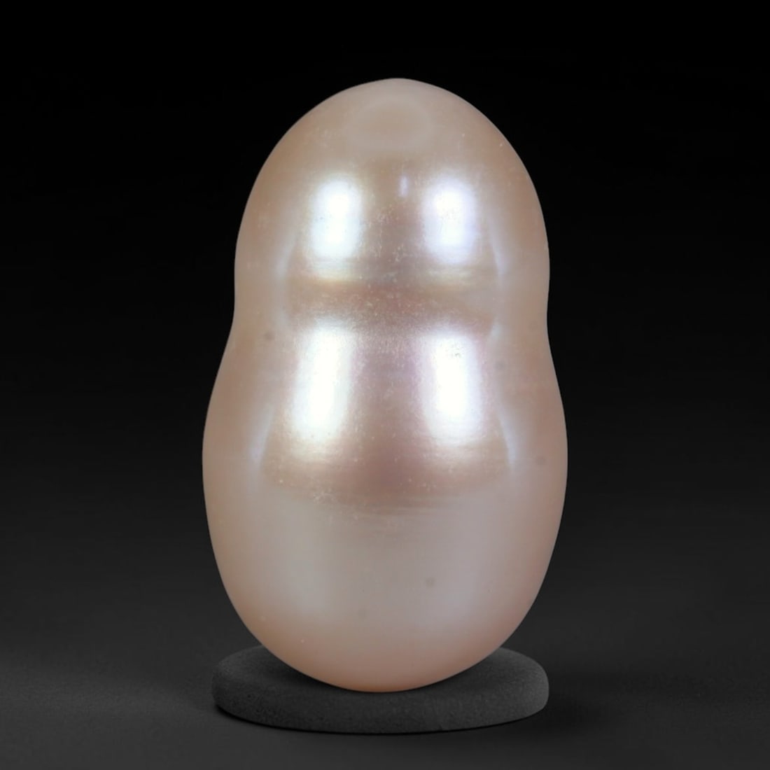 Natural Freshwater Baroque Pearl - Soft Blush Cream Organic Form, 73WE: This natural freshwater baroque pearl features a smooth organic asymmetrical silhouette coated in luminous iridescent nacre, with soft blush pink layered over warm cream base tones that shift gently a