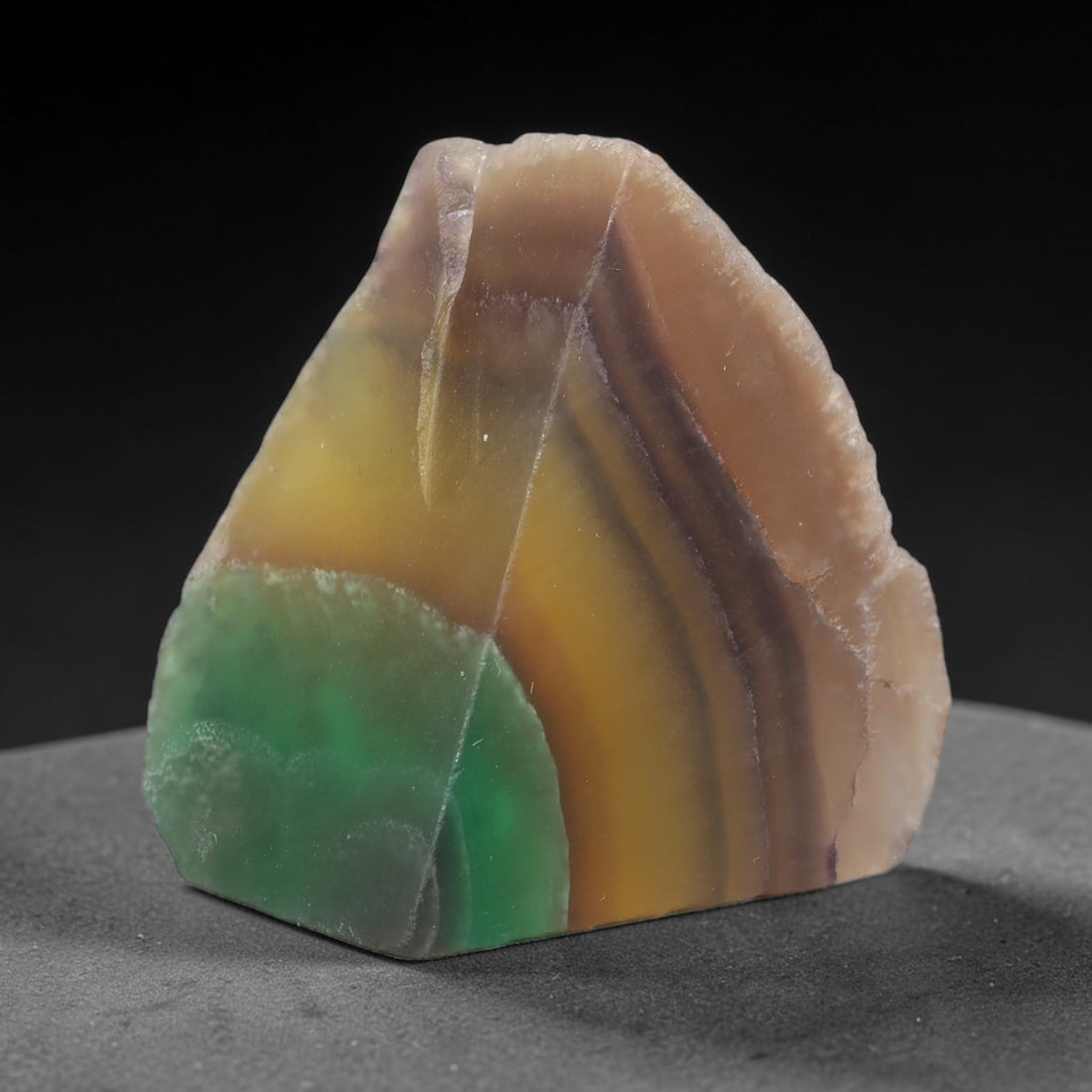 273.84 Carats Natural Multicolor Banded Fluorite Raw Rough Chunk, 94YR: This genuine natural fluorite rough displays striking layered bands of green, golden yellow and soft lavender formed by natural hydrothermal mineral crystallization. Distinct concentric color zoning a