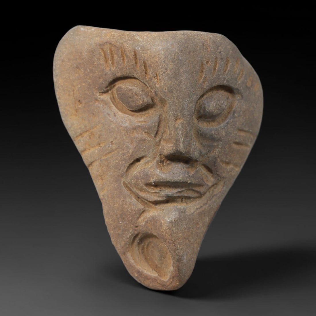 Ancient Medieval Near Eastern Tribal Maskette Stone, 82WT (1 of 1)