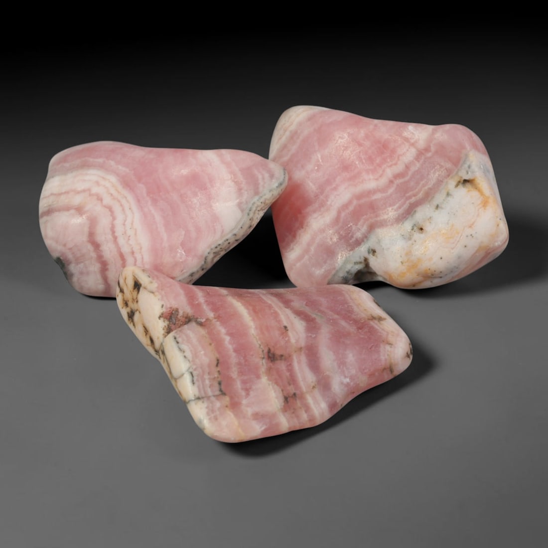 65ct 3pcs Natural Argentine Rhodochrosite Banded Tumbled Rough Set, 11YR (1 of 1)