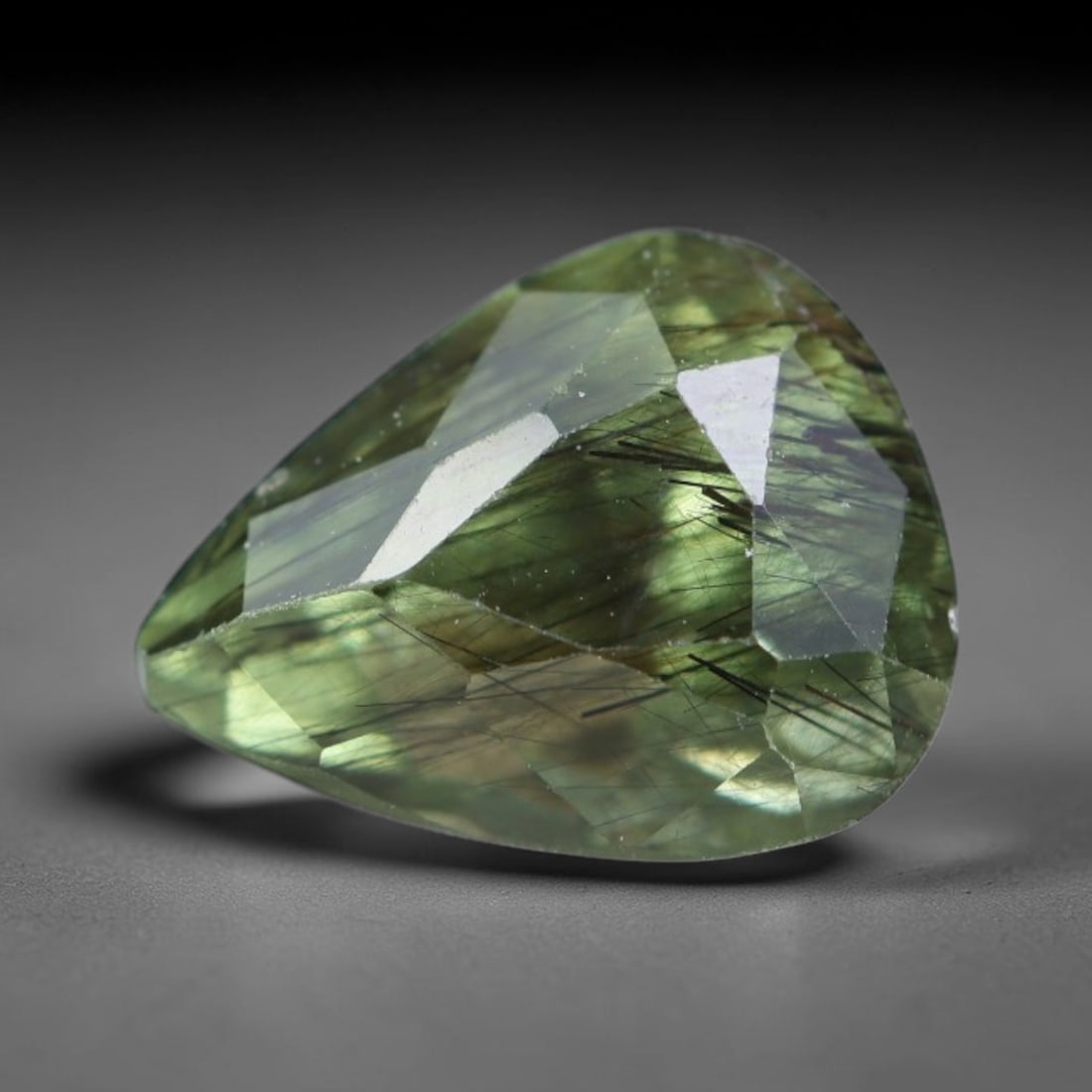 3.08 Carats Natural Green Rutilated Peridot Pear Faceted Loose Gemstone, 73XY (1 of 1)