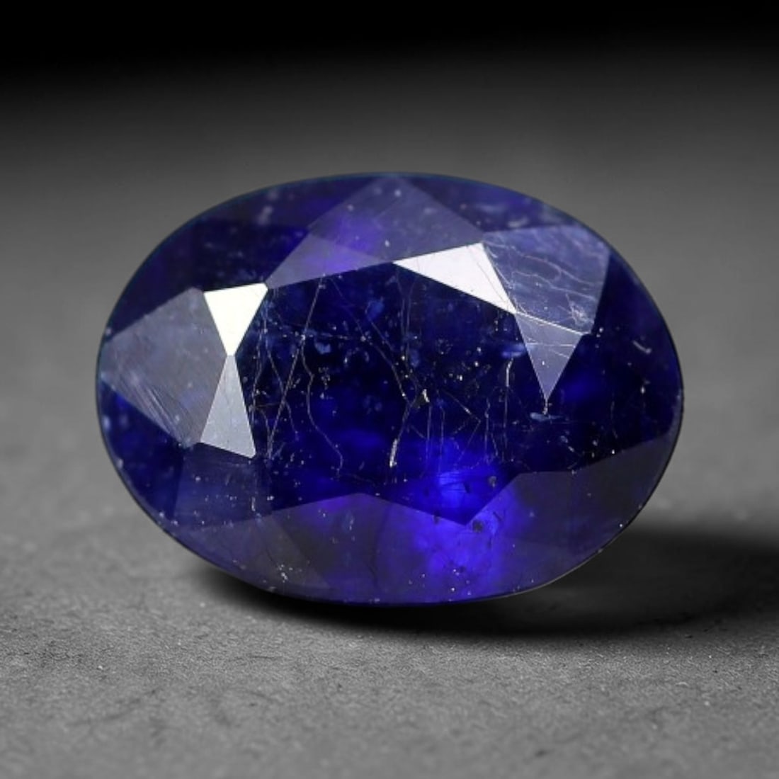 1.66 Carats Royal Blue Sapphire Oval Faceted Loose Gemstone, 15WJ: This classic oval faceted sapphire displays rich saturated royal blue color glowing through crisp polished multi-facet cuts, featuring natural fine internal fissures and tiny scattered mineral micro s