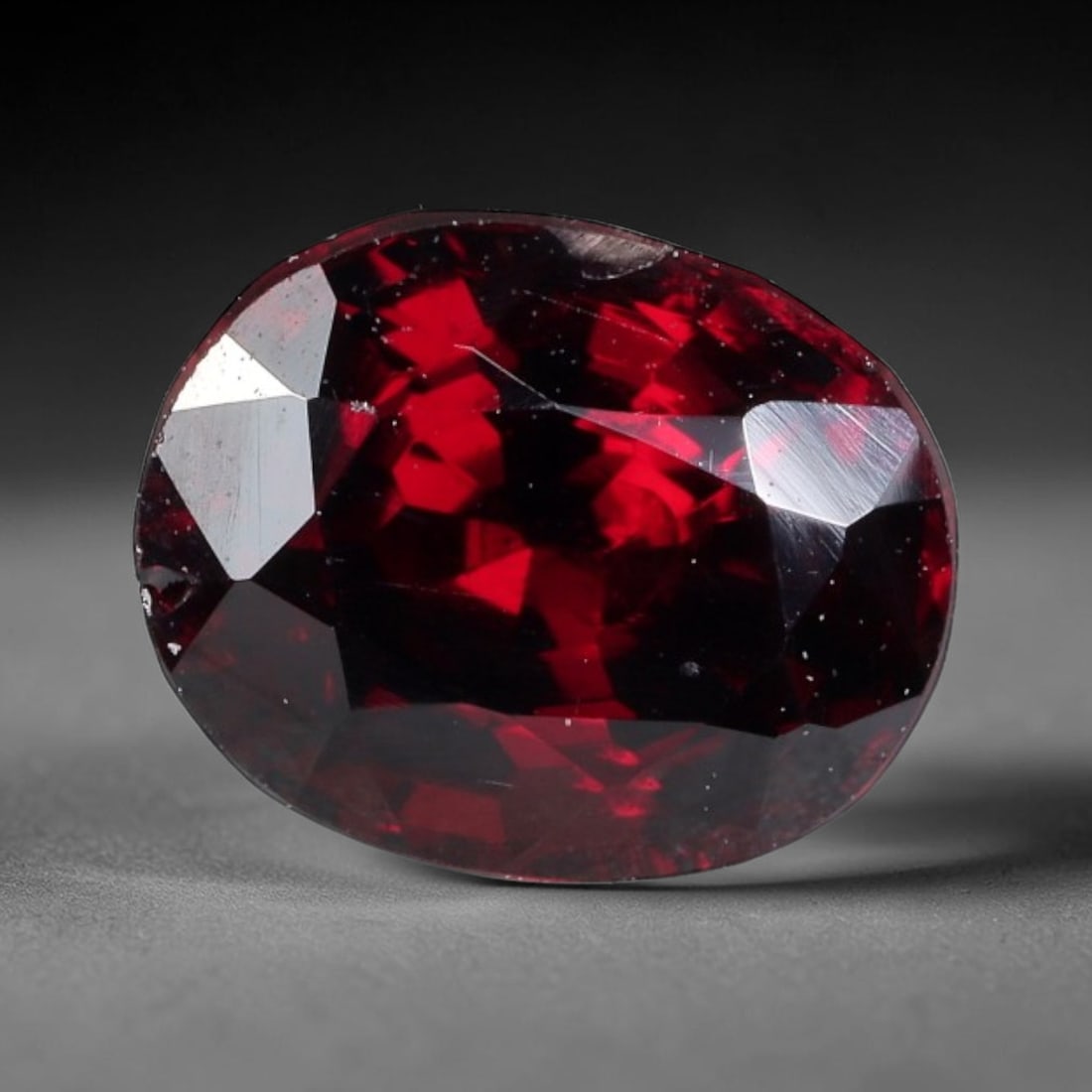 1.46 Carats Deep Crimson Rhodolite Garnet Oval - Natural Mozambican Stone, 82XB: This singular oval-cut rhodolite garnet, measuring 7.1 x 5.7 x 4.4 mm, glows with an intense, saturated crimson hue reminiscent of aged wine and ripe pomegranate seeds. Its faceting captures light to 