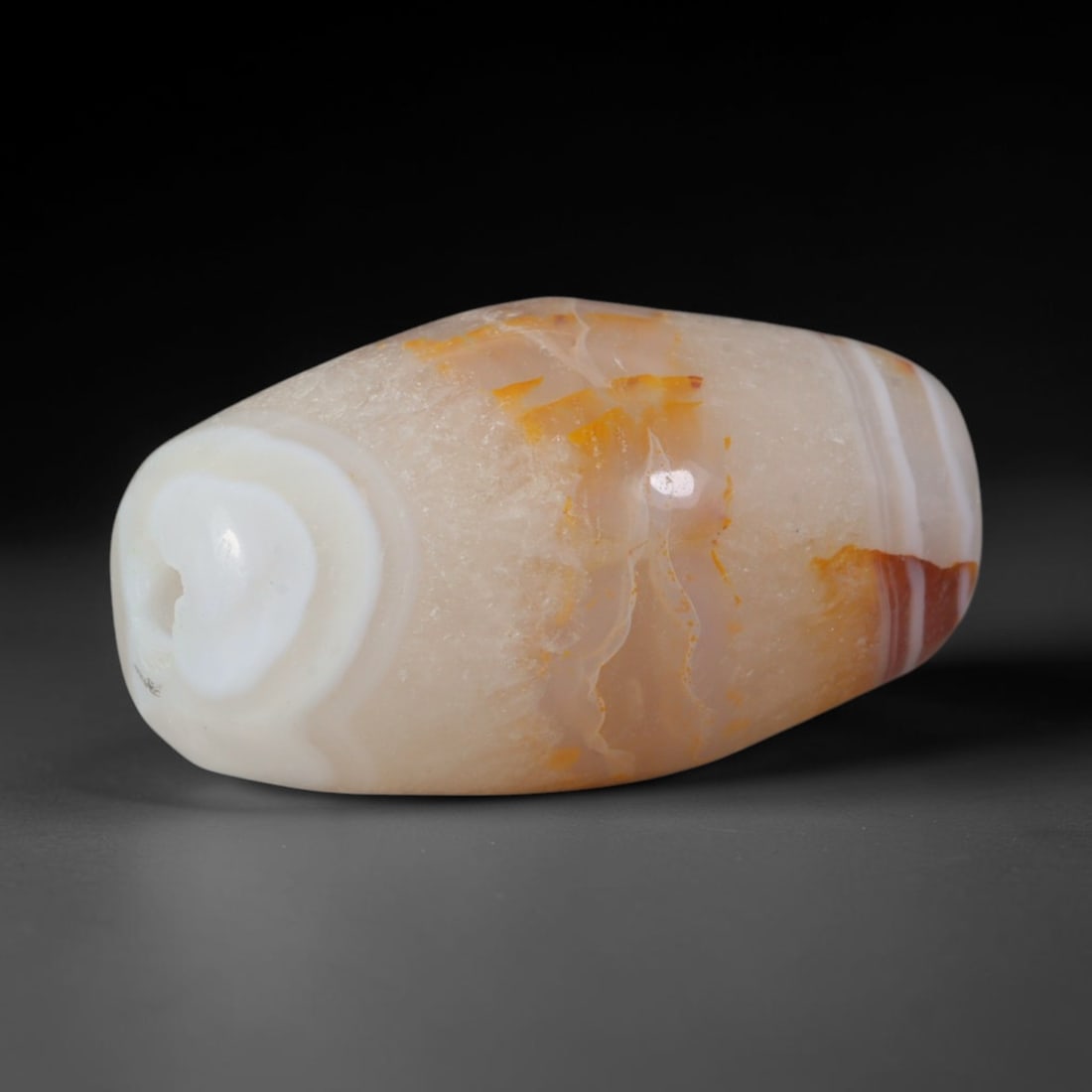Ancient Sogdian Culture Banded Agate Barrel Bead (500 BCE-800 CE), 76XD (1 of 1)