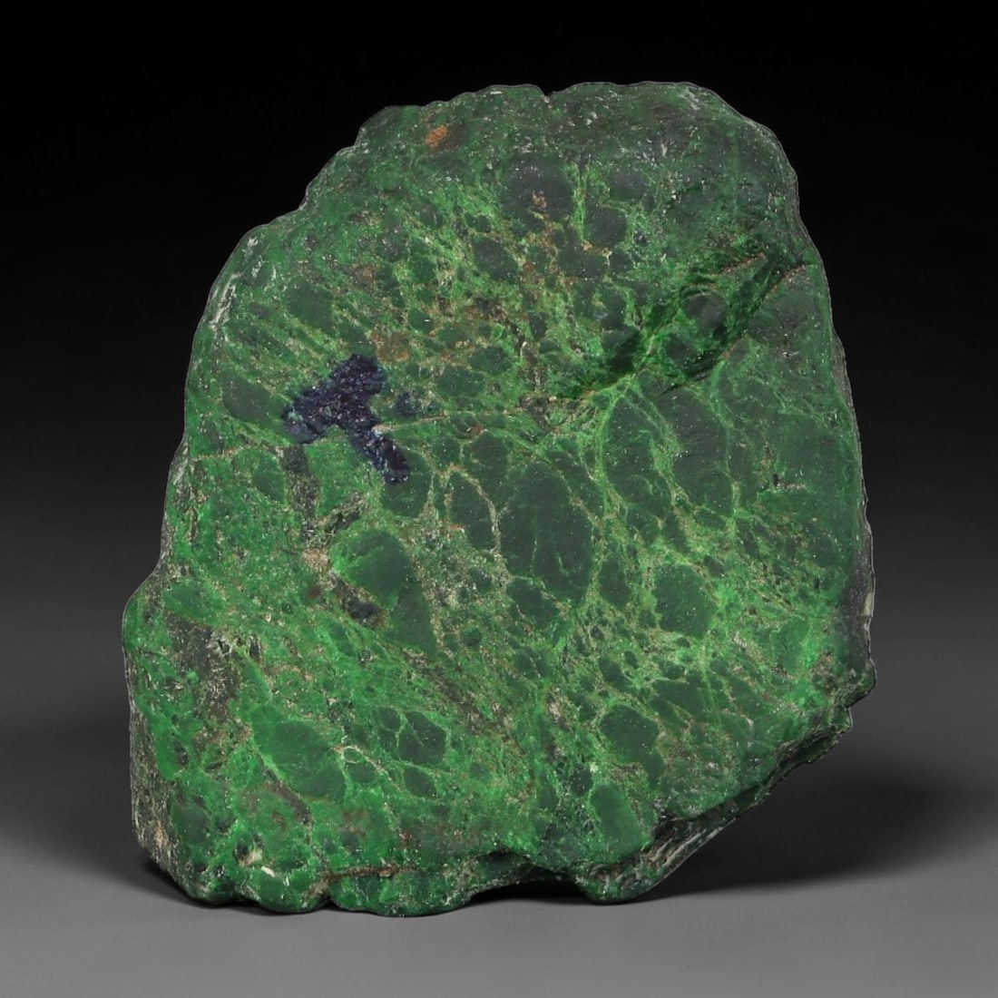 161ct Natural Type A Burmese Jadeite Jade Sliced Rough, 80YK: This specimen is a sliced rough block of natural Type A Burmese jadeite jade. The interior displays natural colour zoning with visible mineral veining and crystalline patterns typical of unprocessed j
