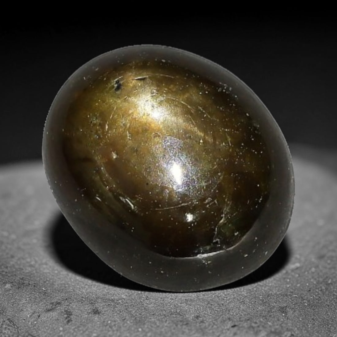 3.29ct Natural Siamese 6-Ray Black Star Sapphire Loose Gemstone, 55WW: This polished star sapphire originates from classic Siamese mining deposits, featuring a deep dark crystalline base with fine native mineral traces trapped within its structure, sized at calibrated 9x