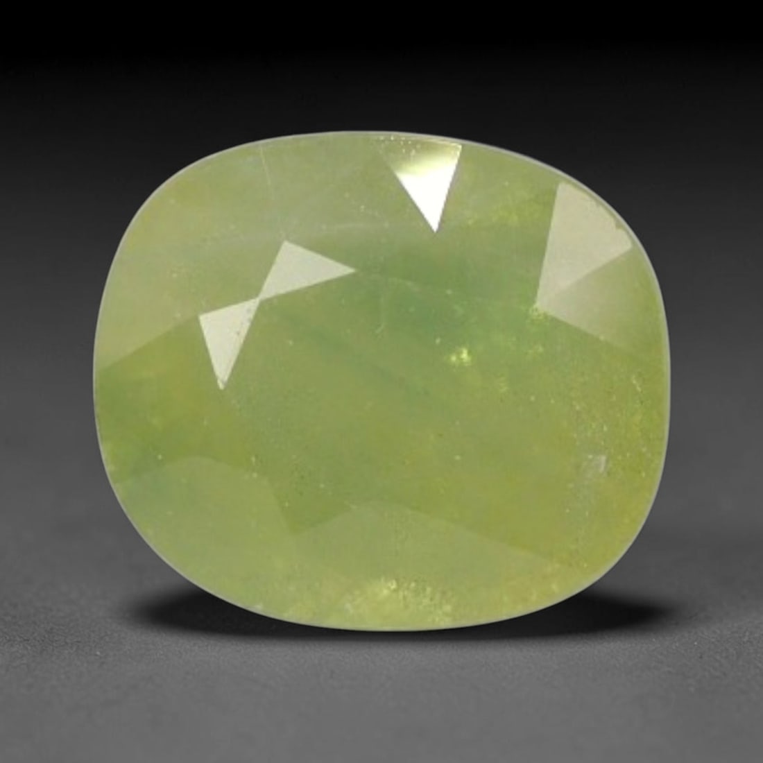 Certified 3.60 Carats Blush Green Natural Ceylon Sapphire Single Cushion Cut Gemstone, LZ856: This single cushion cut natural sapphire features delicate blush green color with soft even tone diffusion across its 9.19 mm x 7.88 mm x 5.55 mm dimensions, rounded cushion facets produce gentle, und