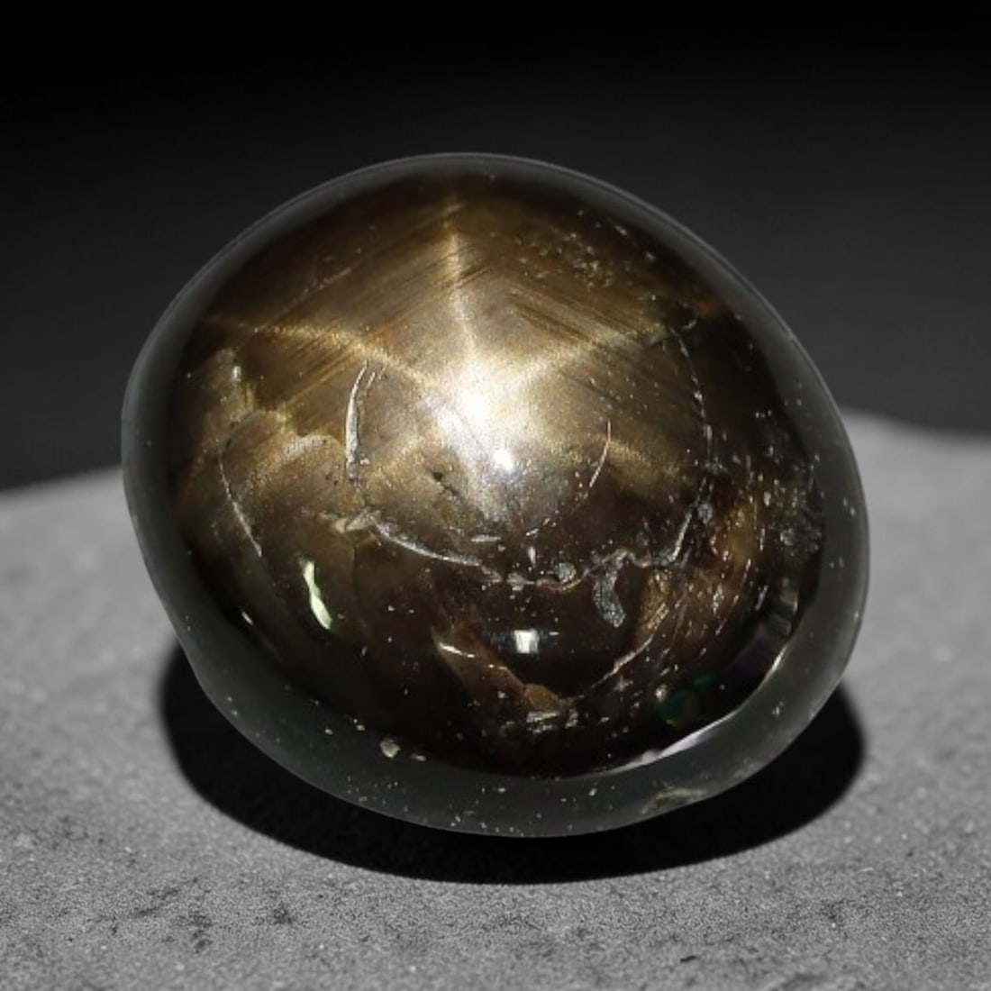 2.33ct Natural Siamese 6-Ray Black Star Sapphire Loose Gemstone, 2XY: This polished star sapphire originates from classic Siamese mining deposits, featuring a deep dark crystalline base with fine native mineral traces trapped within its structure, sized at calibrated 8.
