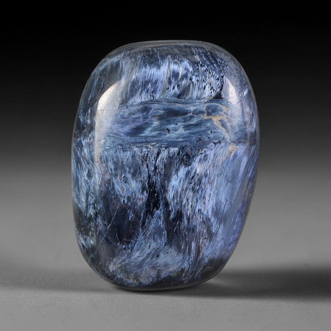 19.03 Carats Natural Blue Pietersite Loose Cabochon Gemstone, 19ZQ: This genuine natural pietersite features swirling layered blue fibrous mineral formations formed through natural geological silicate deposition. Fine natural oxide flecks and subtle mineral veining ru