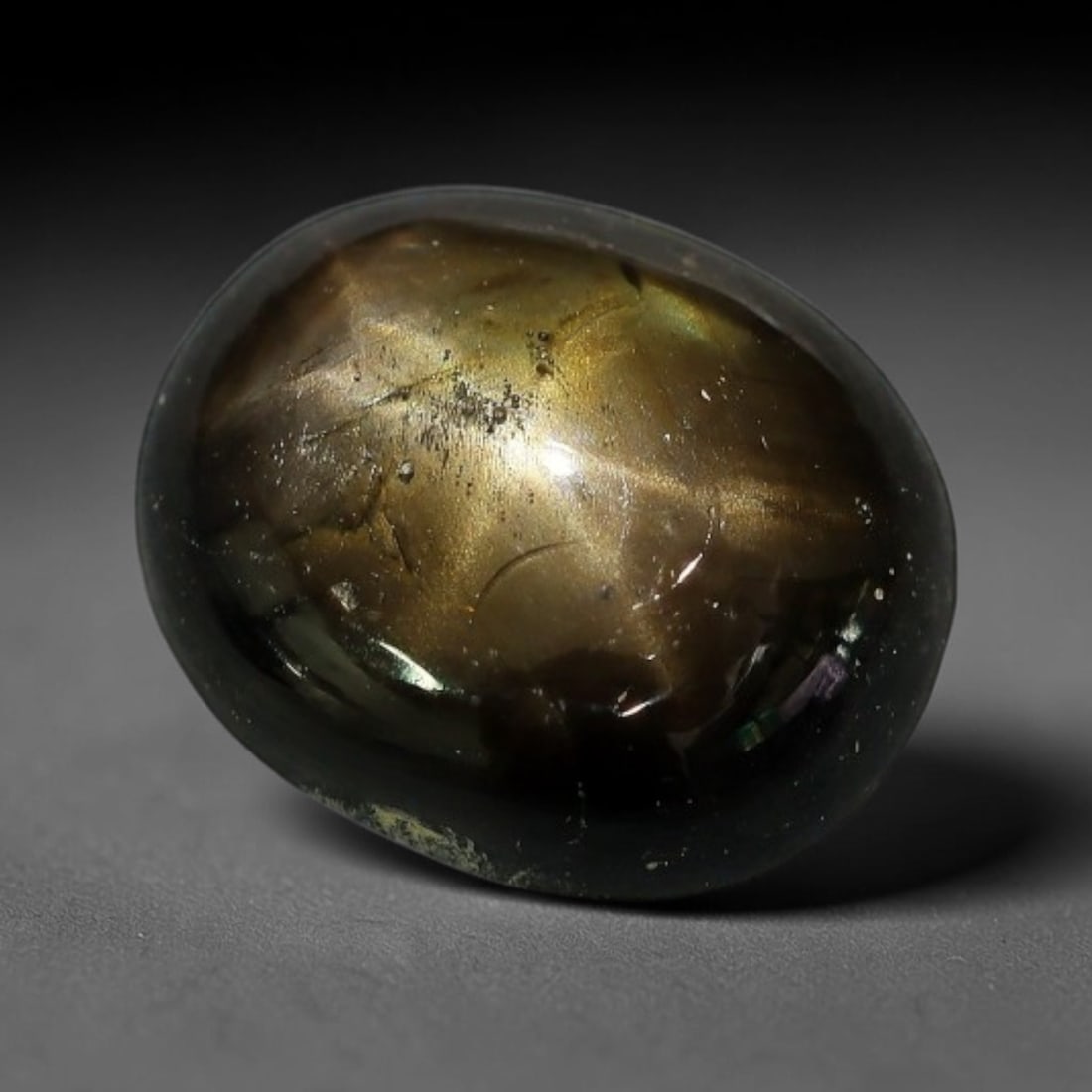 2.70ct Natural Siamese 6-Ray Black Star Sapphire Loose Gemstone, 7XY: This polished star sapphire originates from classic Siamese mining deposits, featuring a deep dark crystalline base with fine native mineral traces trapped within its structure, sized at calibrated 8.
