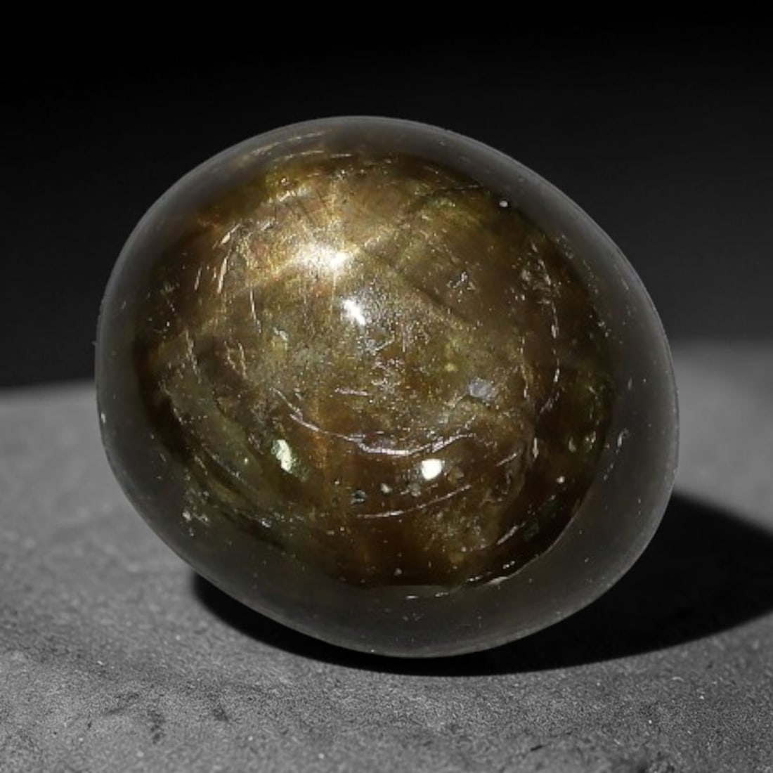 4.61ct Natural Siamese 6-Ray Black Star Sapphire Loose Gemstone, 67WW: This polished star sapphire originates from classic Siamese mining deposits, featuring a deep dark crystalline base with fine native mineral traces trapped within its structure, sized at calibrated 9x