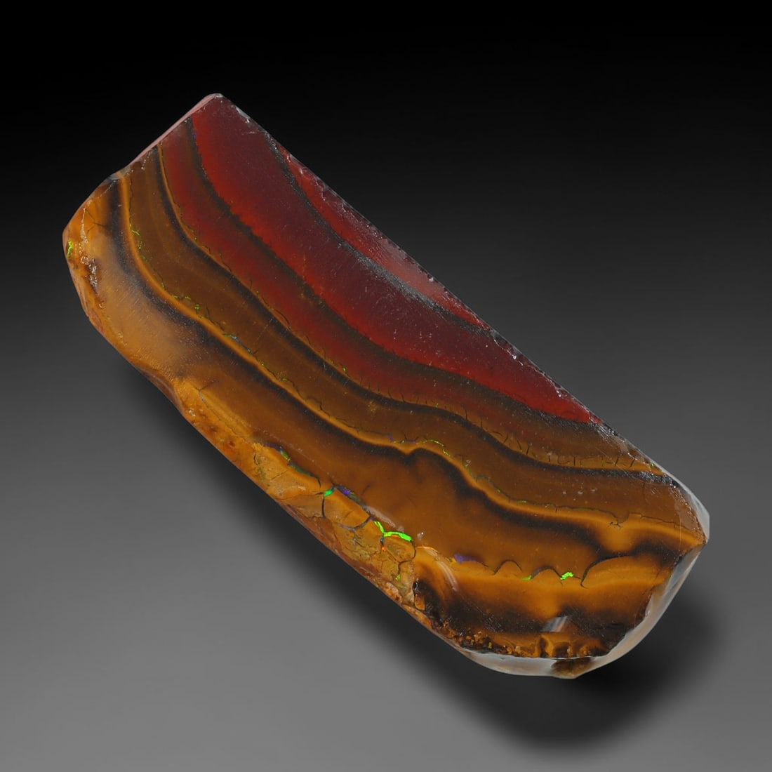 44.63ct Natural Australian Queensland Boulder Opal Sliced Slab Cutting Rough, 72YL: Natural sliced slab rough of Queensland boulder opal cutting grade, featuring rich color ironstone matrix with patterns. The face clearly reveals extensive opal veining and pocket formations running t