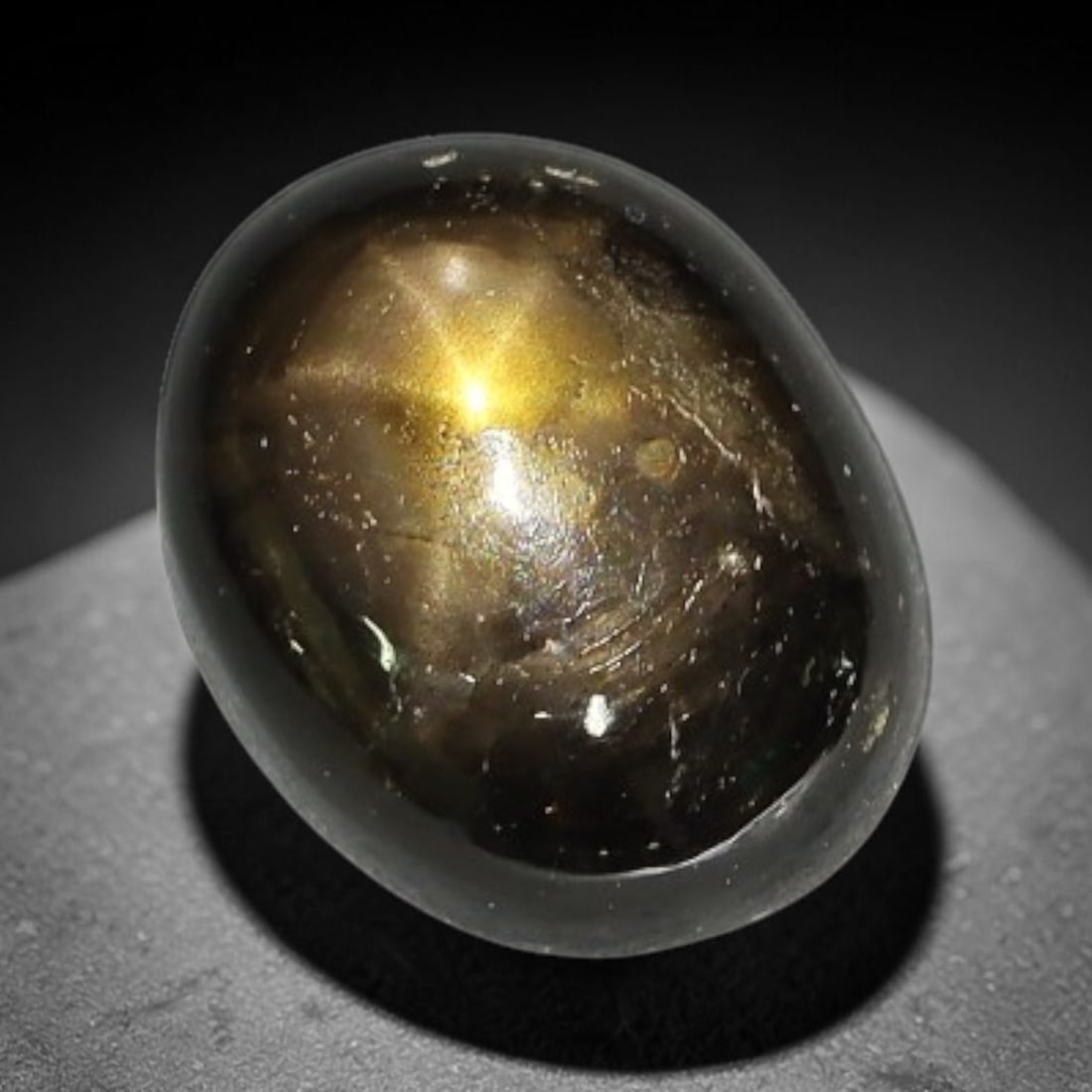 3.45ct Natural Siamese 6-Ray Black Star Sapphire Loose Gemstone, 63WW: This polished star sapphire originates from classic Siamese mining deposits, featuring a deep dark crystalline base with fine native mineral traces trapped within its structure, sized at calibrated 8x