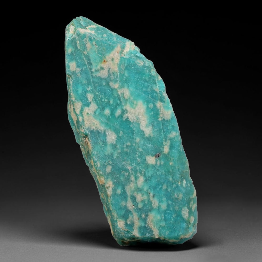 50ct Natural Russian Ural Amazonite Slab Rough, 18WV: This intact amazonite slab features distinct parallel mineral banding running uniformly across its naturally split flat surface within 50x20x6mm slab dimensions, retaining unmodified natural geologica