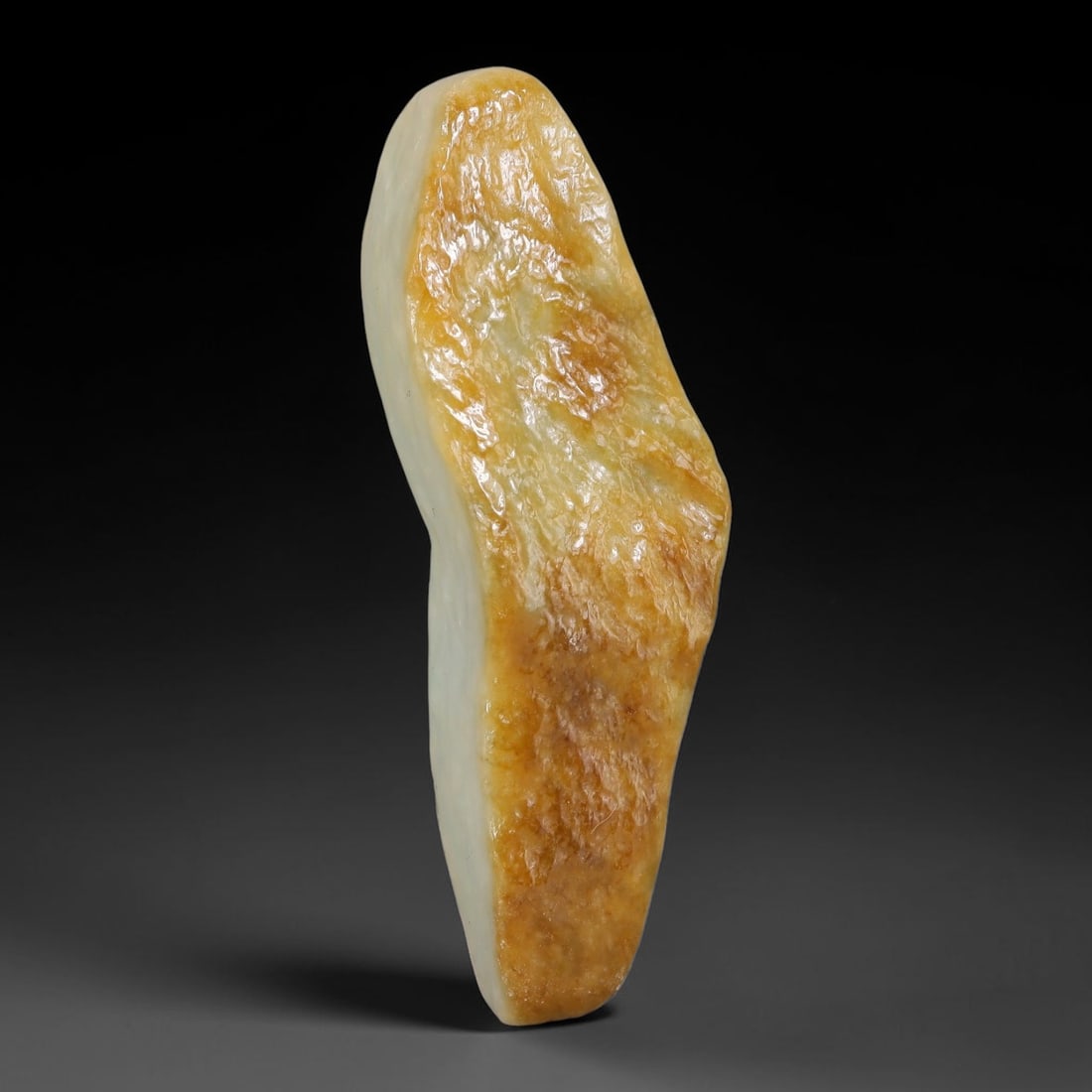 240ct Natural Type A Burmese Jadeite Jade Polished Sliced Rough, 36YN: This specimen is a sliced rough block of natural Type A Burmese jadeite jade. The interior displays natural colour zoning with visible mineral veining and crystalline patterns typical of unprocessed j