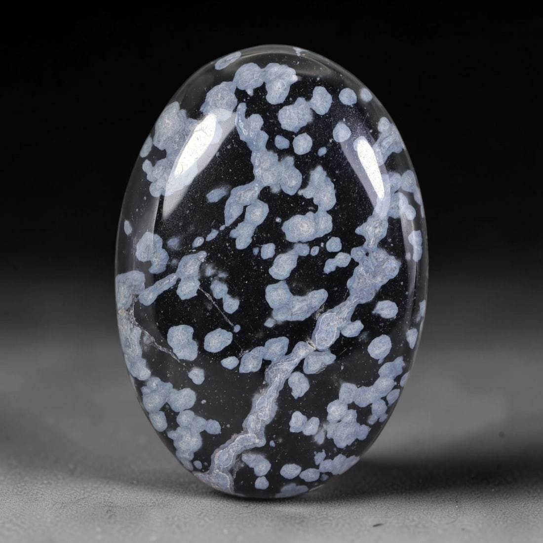 35.70 Carats Natural Snowflake Obsidian Oval Cabochon Gemstone, 36XZ (1 of 2)