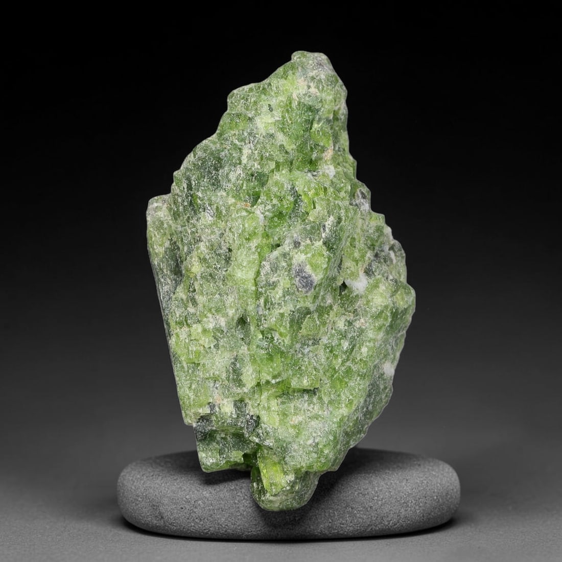 52 Carats Natural Vibrant Green Chrome Diopside Rough Specimen, 29YS: This is an untreated natural chrome diopside mineral specimen formed through natural geological processes, displaying rich green coloration caused by chromium content within its crystalline structure.