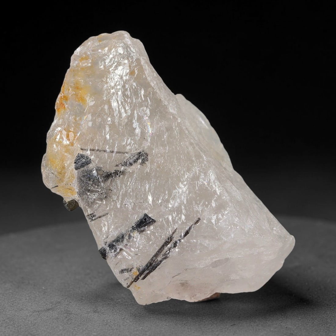 96 Carats Natural Black Rutilated Quartz Raw Rough Crystal Chunk, 42YS: This genuine natural rutilated quartz rough features distinct needle-like black rutile inclusions embedded within translucent clear quartz crystal, formed through natural hydrothermal geological proce
