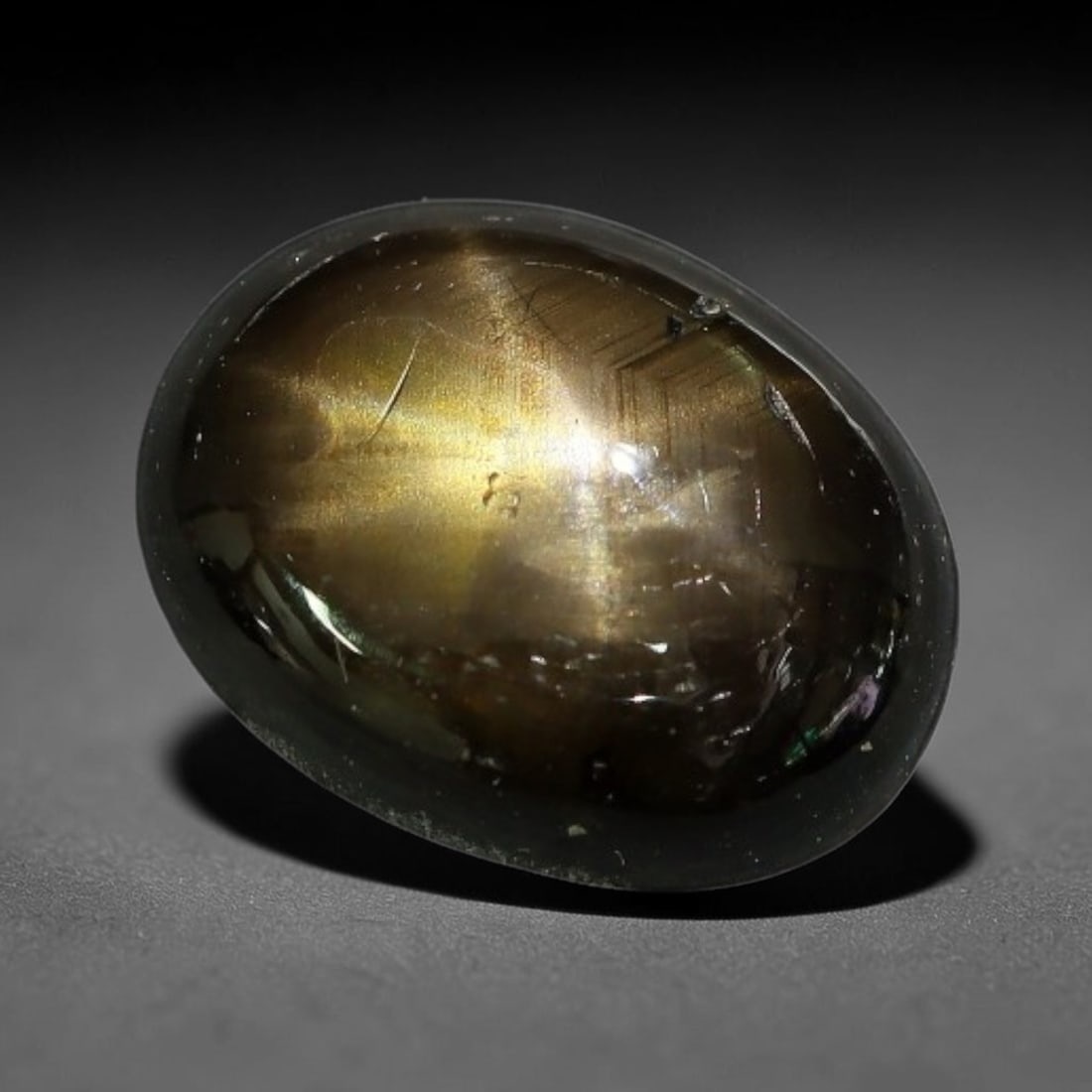 1.99ct Natural Siamese 6-Ray Black Star Sapphire Loose Gemstone, 9XY: This polished star sapphire originates from classic Siamese mining deposits, featuring a deep dark crystalline base with fine native mineral traces trapped within its structure, sized at calibrated 8.
