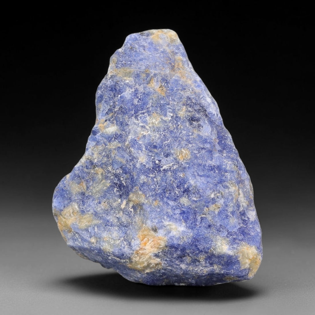 122 Carats Natural Royal Blue Sodalite Rough Stone, 21YS: This genuine natural sodalite rough exhibits soft blended royal blue mineral coloration mixed with pale crystalline matrix formed through natural igneous geological formation. Fine light mineral speck
