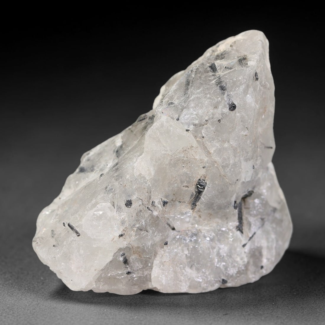 113 Carats Natural Black Rutilated Quartz Raw Rough Crystal Chunk, 40YS: This genuine natural rutilated quartz rough features distinct needle-like black rutile inclusions embedded within translucent clear quartz crystal, formed through natural hydrothermal geological proce