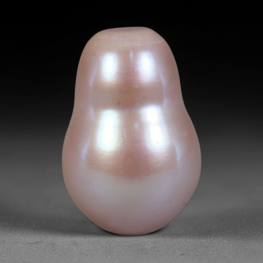 Natural Freshwater Baroque Pearl - Soft Dusty Rose Gourd Organic Form, 72WE: This natural freshwater baroque pearl features a sleek gourd-shaped organic silhouette wrapped in glossy luminous iridescent nacre, showcasing soft dusty rose blush tones with faint pale lavender unde