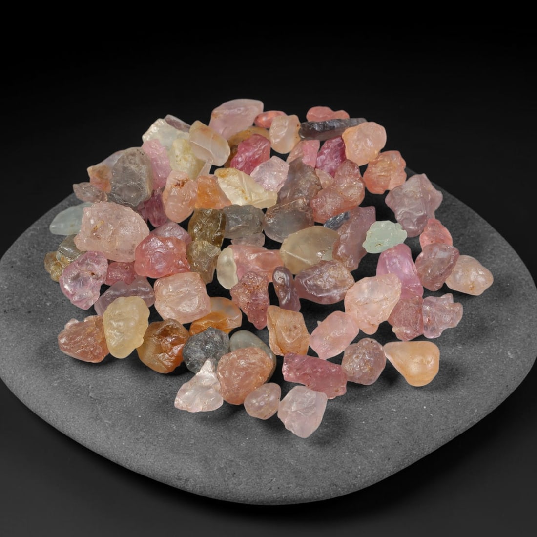113.73ct Natural Multi-Colour Spinel Rough Parcel Loose Gemstone, 79YS: Natural spinel rough parcel showcasing a beautiful array of soft varied hues with subtle tonal differences throughout each crystal. Raw crystalline surfaces carry authentic natural mineral textures an