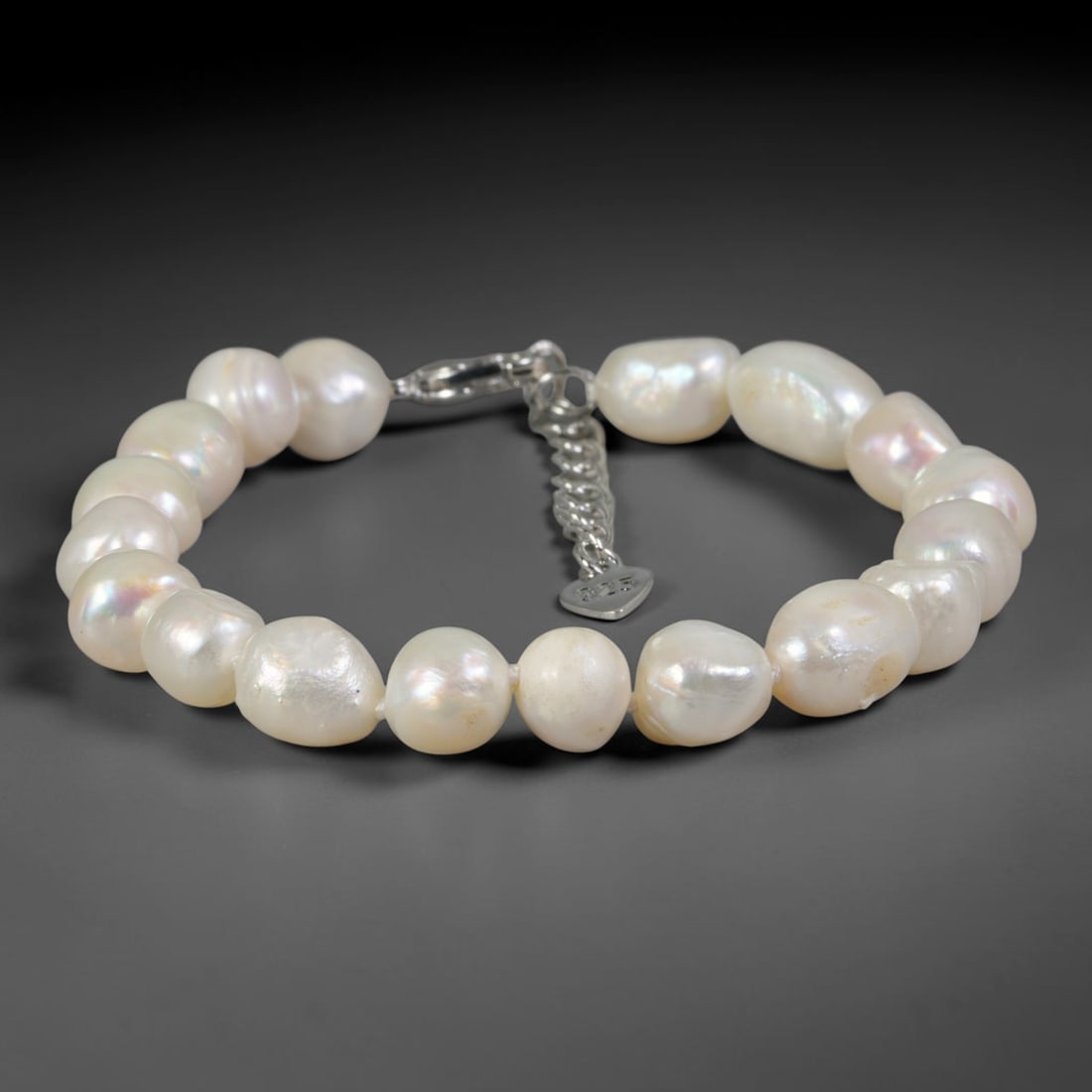 Natural Freshwater Pearl Bracelet - Baroque Glossy Pearl Strand, 76YM: Hand-strung medium organic baroque natural freshwater pearls with luminous glossy pearlescent luster, each bead showcasing distinct asymmetrical freeform oval and rounded silhouettes formed through na
