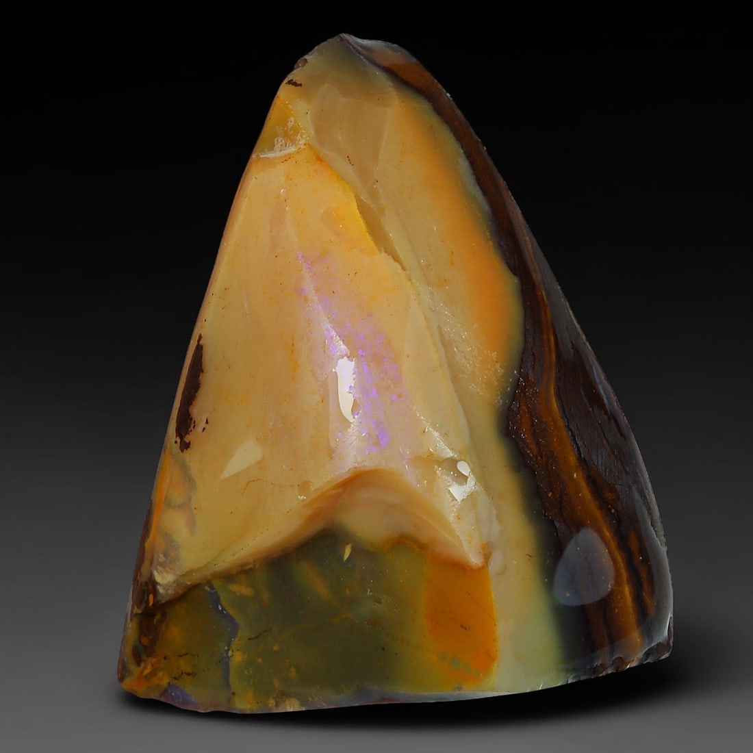 32.80ct Natural Australian Queensland Boulder Opal Sliced Slab Cutting Rough, 23YP: Natural sliced slab rough of Queensland boulder opal cutting grade, featuring rich color ironstone matrix with patterns. The face clearly reveals extensive opal veining and pocket formations running t