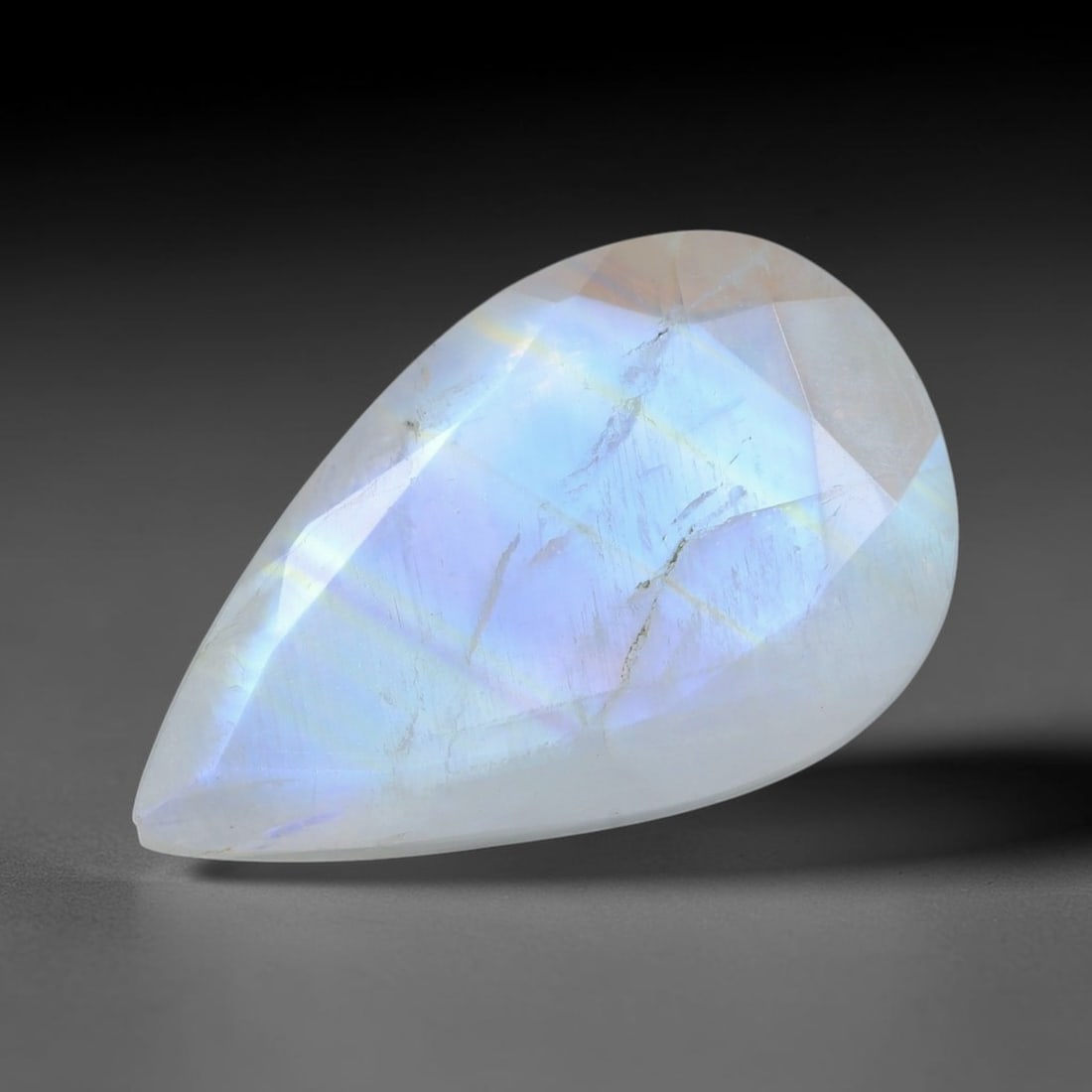 12.60 Carats Natural Blue Flash Pear Faceted Moonstone Loose Gemstone, 22XV (1 of 1)