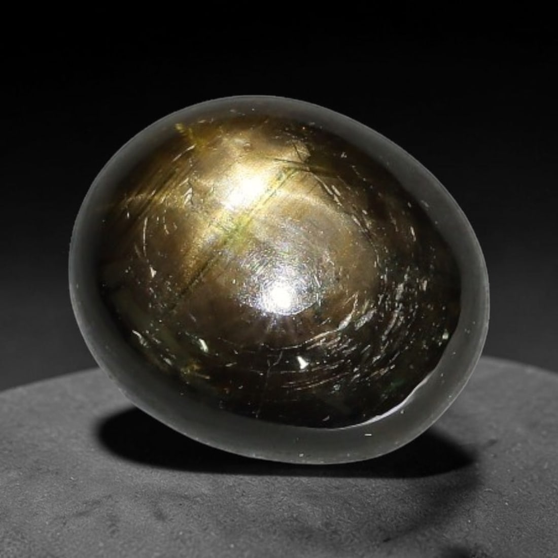 3.88ct Natural Siamese 6-Ray Black Star Sapphire Loose Gemstone, 56WW: This polished star sapphire originates from classic Siamese mining deposits, featuring a deep dark crystalline base with fine native mineral traces trapped within its structure, sized at calibrated 9x