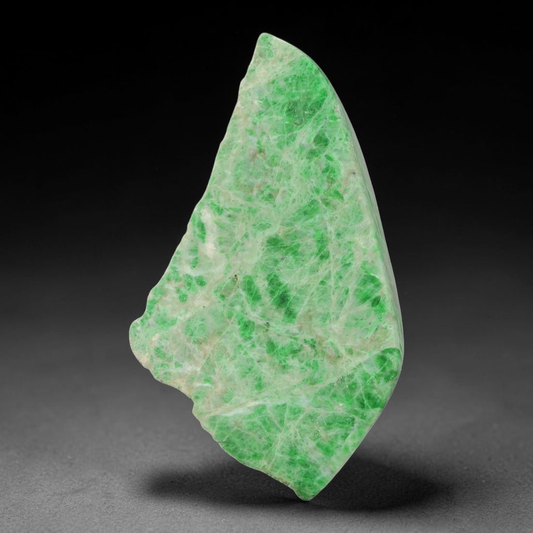 117ct Natural Type A Burmese Jadeite Jade Sliced Rough, 66YN: This specimen is a sliced rough block of natural Type A Burmese jadeite jade. The interior displays natural colour zoning with visible mineral veining and crystalline patterns typical of unprocessed j