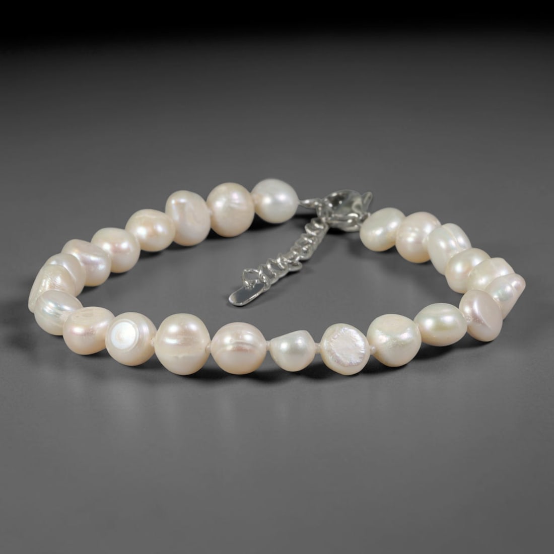 Natural Freshwater Pearl Bracelet - Baroque Soft White Pearl Strand, 75YM (1 of 1)