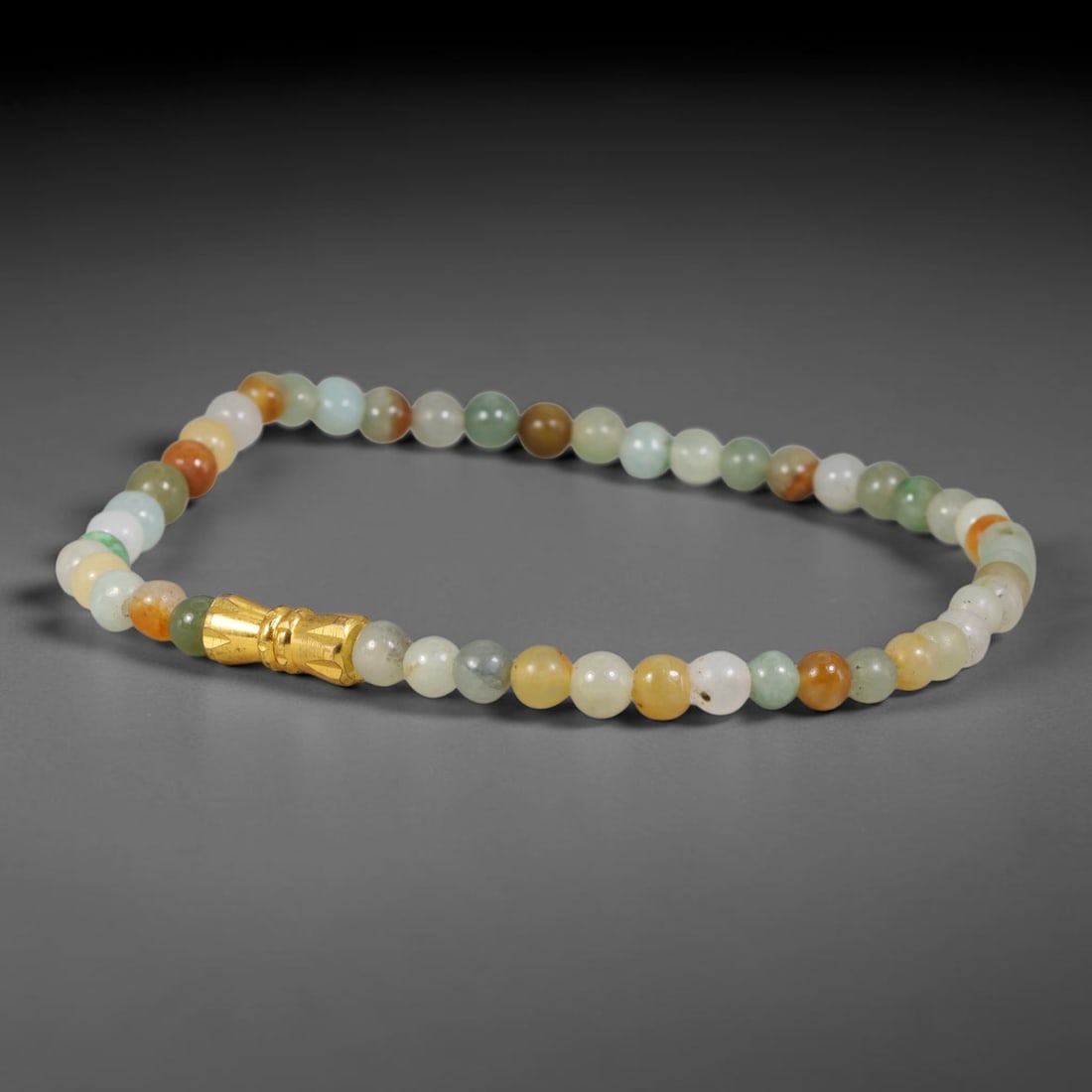 Natural Burmese Type A Multi-Colour Jadeite Jade Beaded Bracelet, 43TA: Strung from untreated natural Burmese Type A jadeite jade spherical beads with maximum bead dimension of 4.62mm, this bracelet strand features a sleek smooth polished finish showcasing mixed pale gree