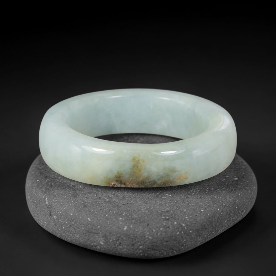 Natural Burmese Type A Jadeite Jade Band Ring Size US 12, 37TB: Crafted from untreated natural Burmese Type A jadeite jade, this solid stone band features a high-gloss polished finish displaying consistent deep green mineral tones interwoven with natural subtle to