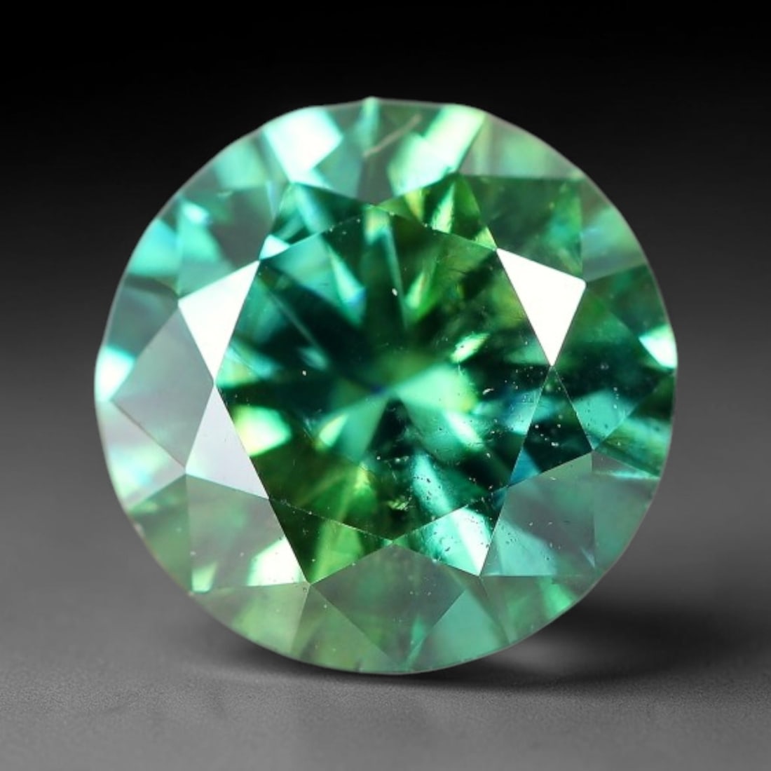 0.98 Carats Green Moissanite Loose Gemstone, 61WP: This moissanite has dimensional measurements of 6.3x4mm, lab-crafted silicon carbide gem material well known for exceptional light refraction and dispersion capabilities that deliver vivid, multi-tona