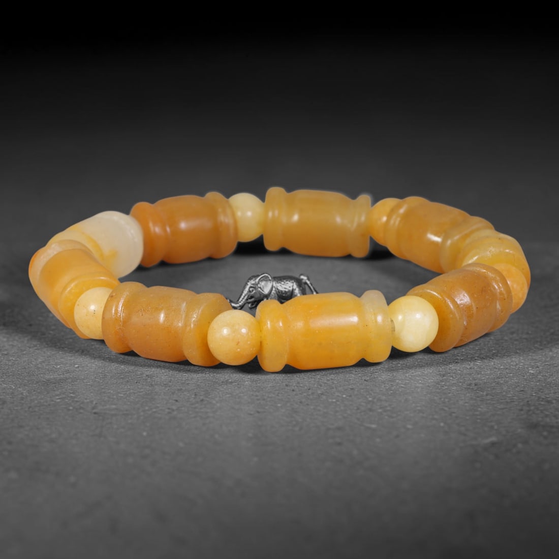 Natural Burmese Type A Warm Yellow Jadeite Jade Beaded Bracelet, 1TA: Crafted from untreated natural Burmese Type A jadeite jade beads with maximum bead dimension of 11.27mm, this wearable strand features a gentle polished finish displaying consistent warm natural yello