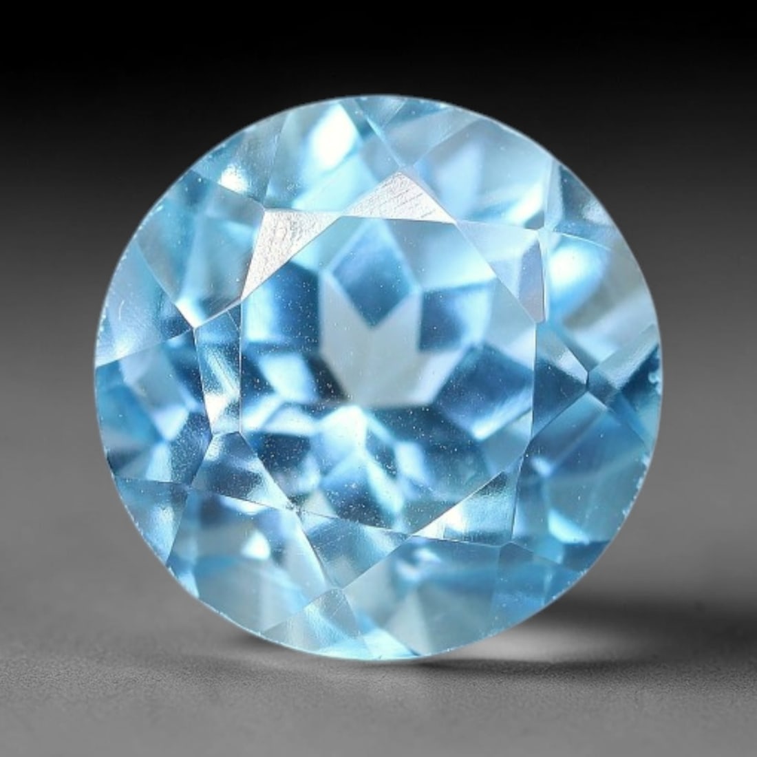 6.36 Carats Natural Brazilian Sky Blue Topaz Round Faceted Loose Gemstone, 23XY: Constructed from genuine natural topaz sourced from Brazilian mineral deposits, the raw material has been refined through professional faceted lapidary processing with consistent glossy polishing acro