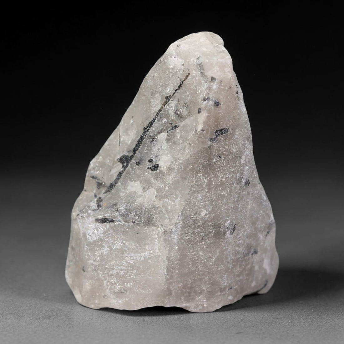 212 Carats Natural Black Rutilated Quartz Raw Rough Crystal Chunk, 38YS: This genuine natural rutilated quartz rough features distinct needle-like black rutile inclusions embedded within translucent clear quartz crystal, formed through natural hydrothermal geological proce