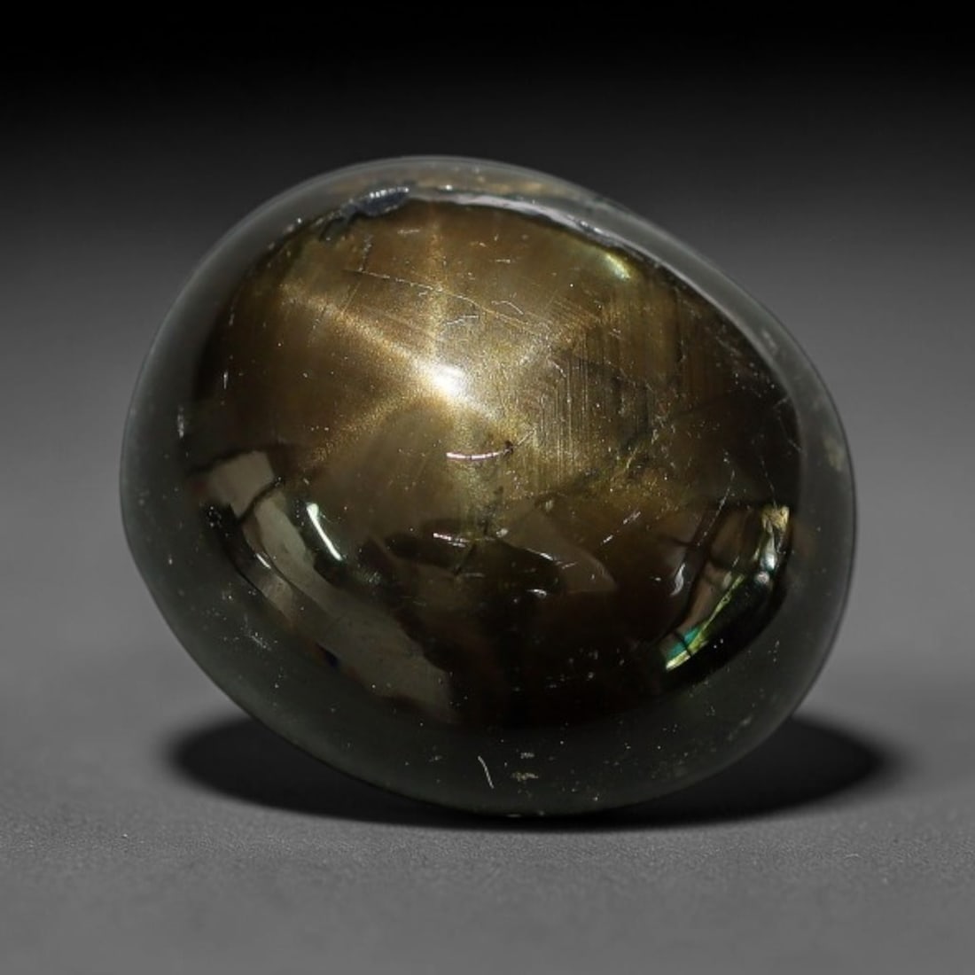 4.26ct Natural Siamese 6-Ray Black Star Sapphire Loose Gemstone, 18XY: This polished star sapphire originates from classic Siamese mining deposits, featuring a deep dark crystalline base with fine native mineral traces trapped within its structure, sized at calibrated 9.