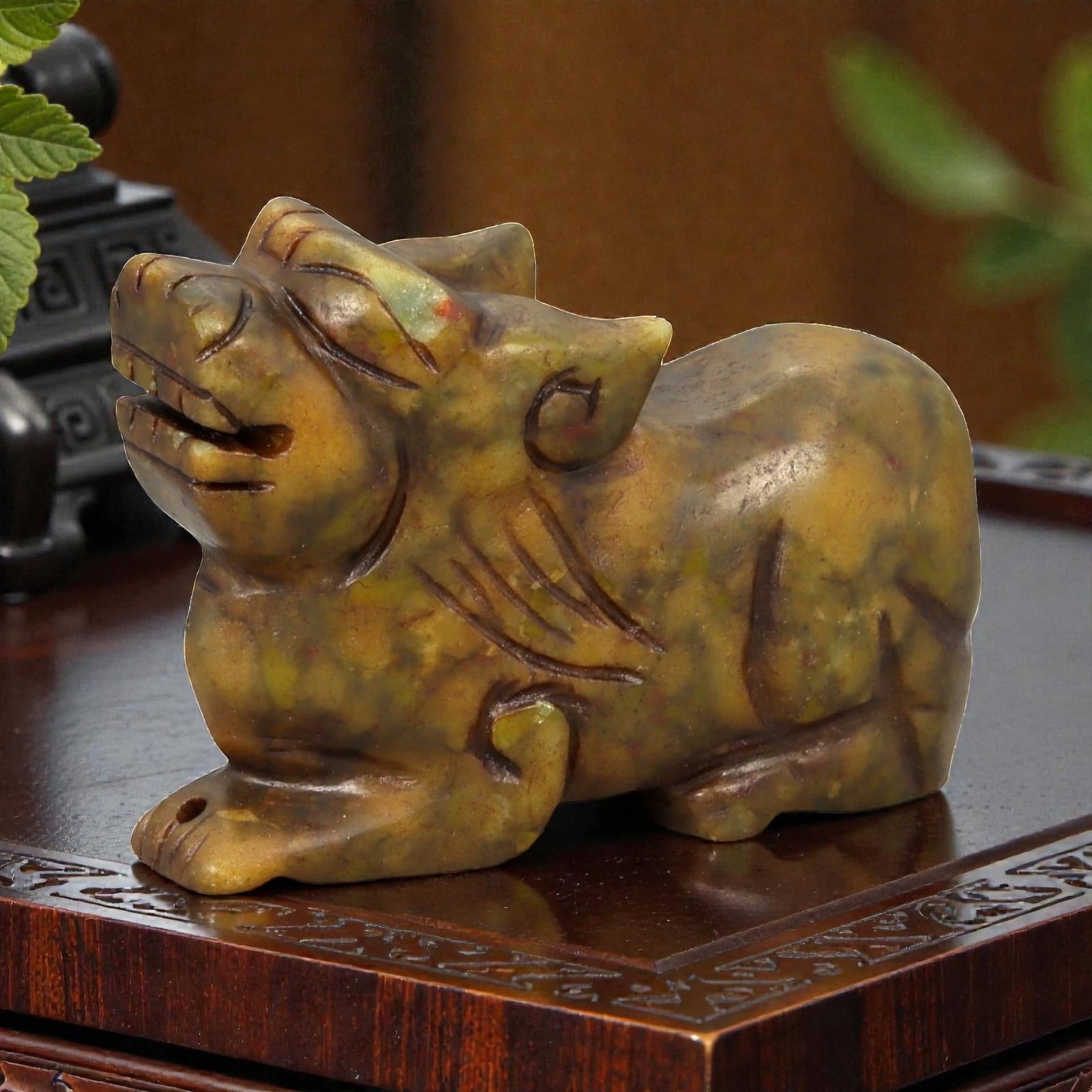 A Chinese Hardstone Pixiu Figure, Qing Dynasty, 19th Century, 17YB (1 of 3)