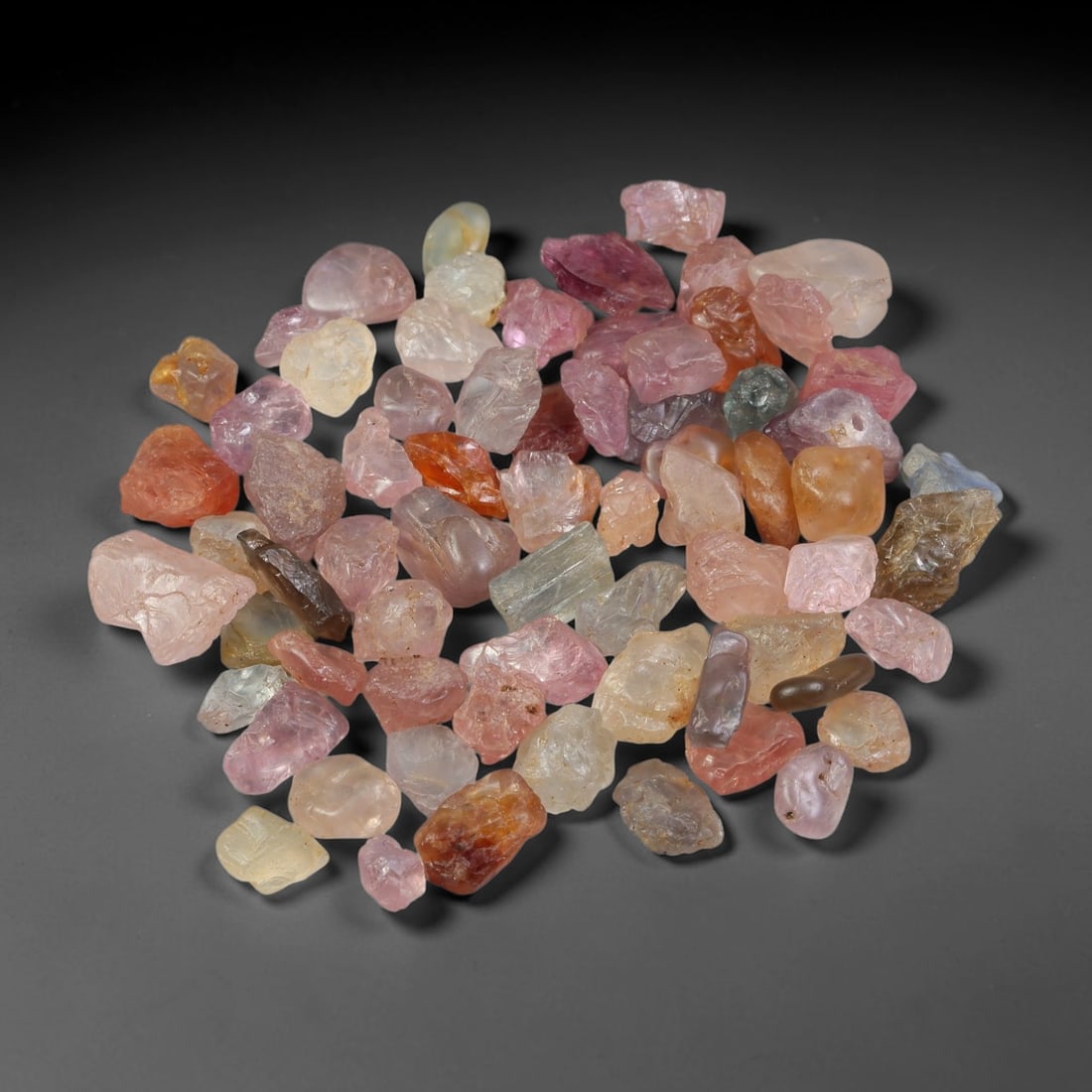 111.27ct Natural Multi-Colour Spinel Rough Parcel Loose Gemstone, 81YS: Natural spinel rough parcel showcasing a beautiful array of soft varied hues with subtle tonal differences throughout each crystal. Raw crystalline surfaces carry authentic natural mineral textures an